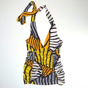 Abstract lightweight halter top